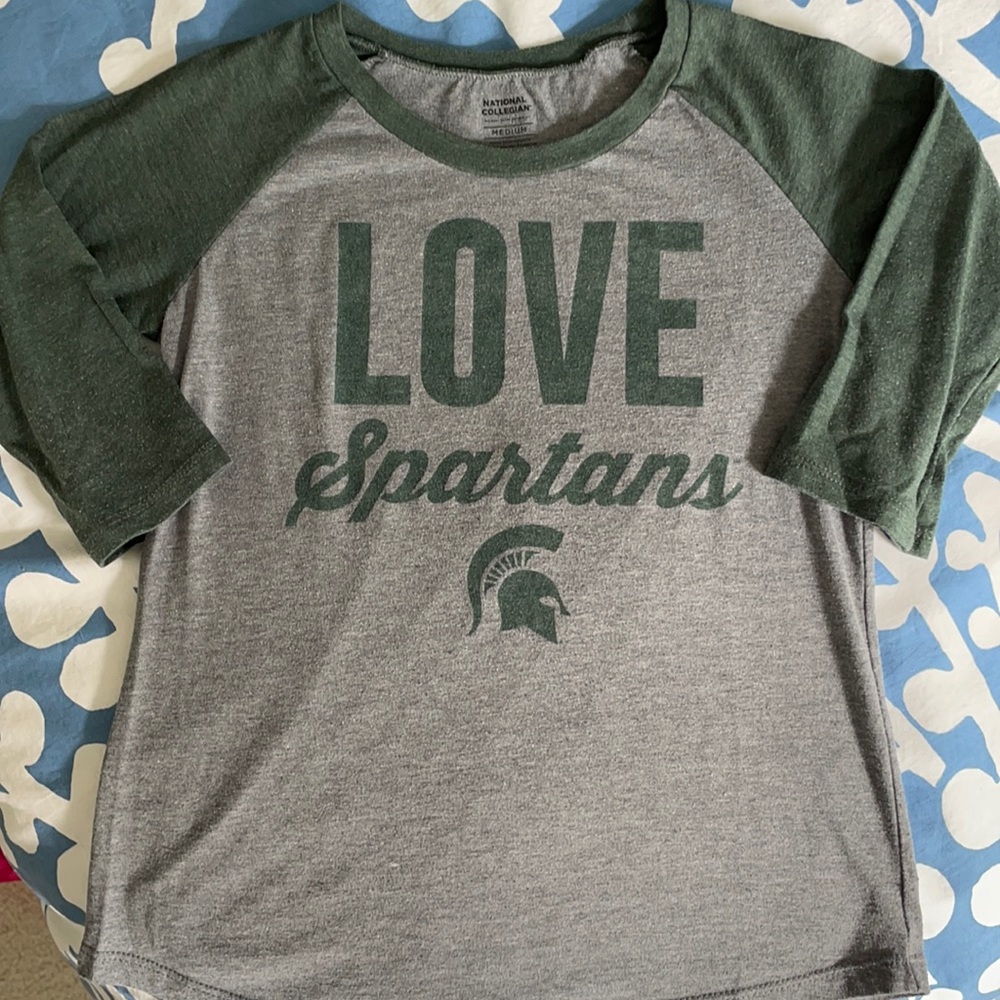 Girls MSU Spartans Raglan Tee